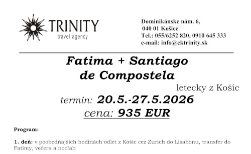 Farská púť do Fatimy a Santiaga de Campostela